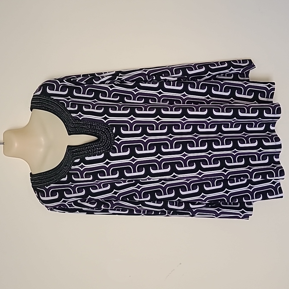 Soft by Avenue Womens 22/ 24 Polyester Blend Purple Black Bohemian Print Top
